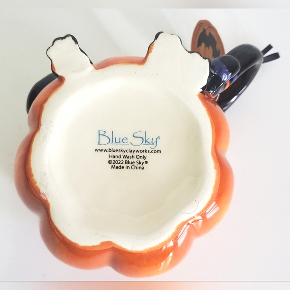 Blue Sky Clayworks Halloween 3D Cat Pumpkin Coffee Mug 16oz NWT Collectible - Picture 11 of 12